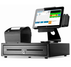 Point of sale register, cash drawer and receipt printer